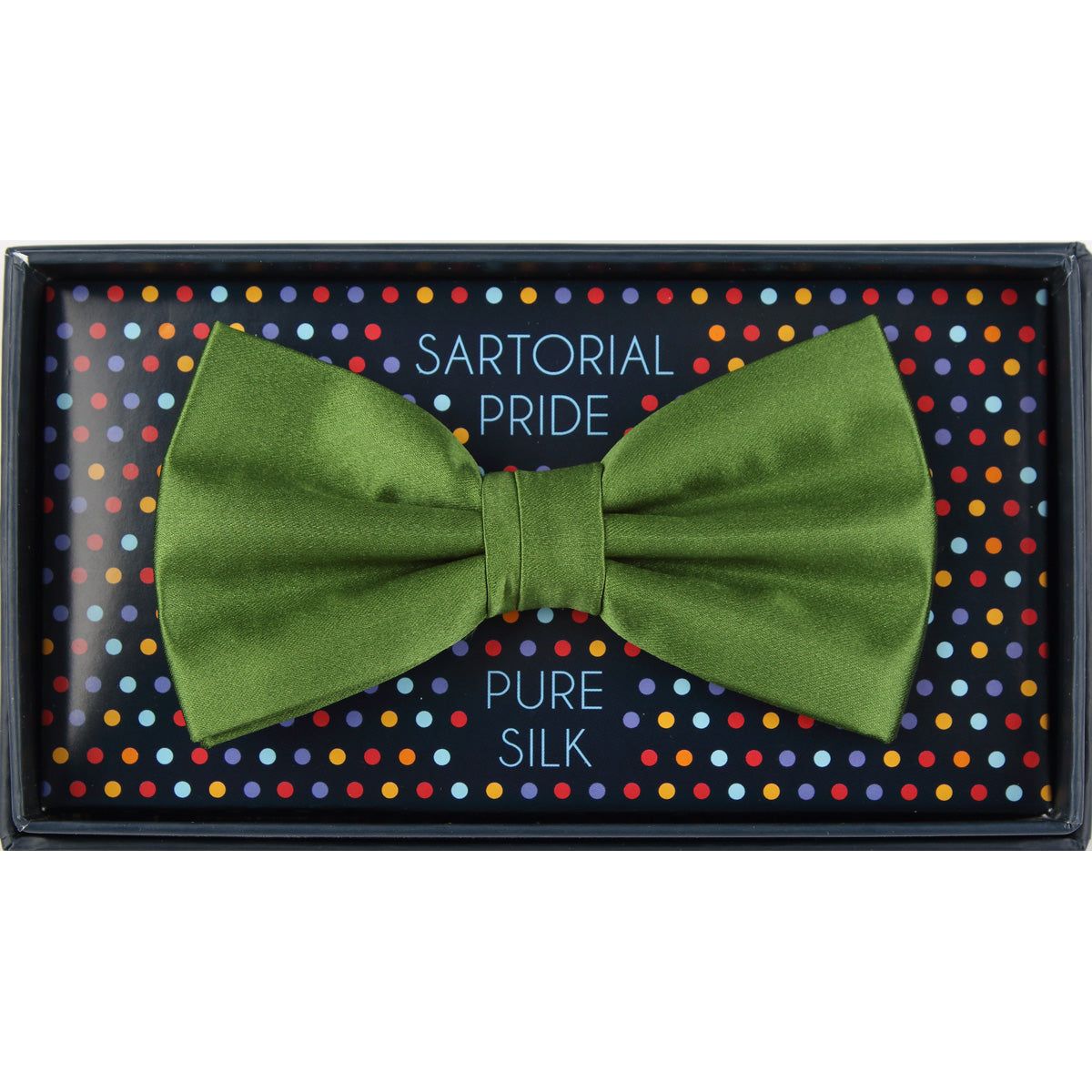 Green Pure Silk Solid Satin Weave Bow Tie