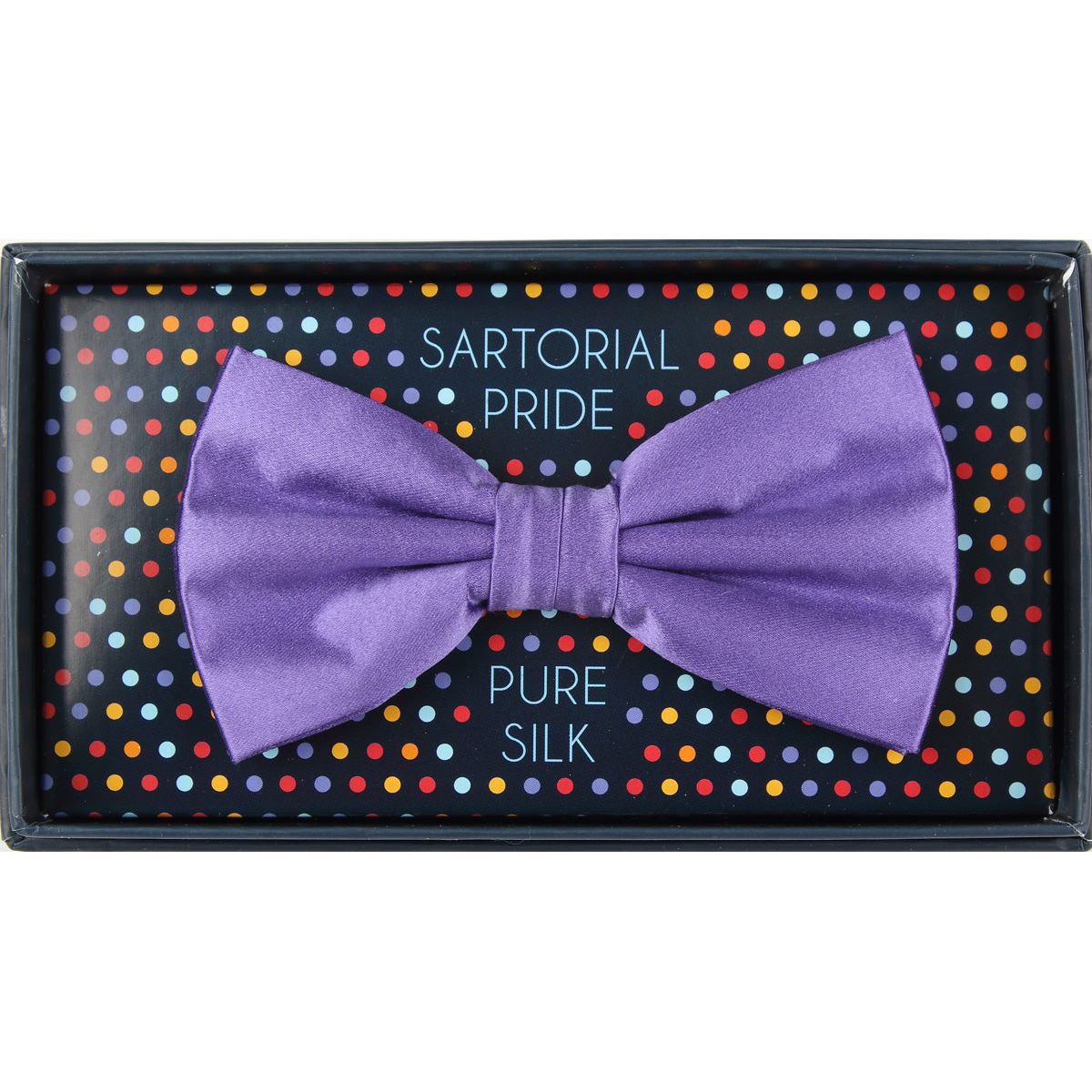 Purple Pure Silk Solid Satin Weave Bow Tie