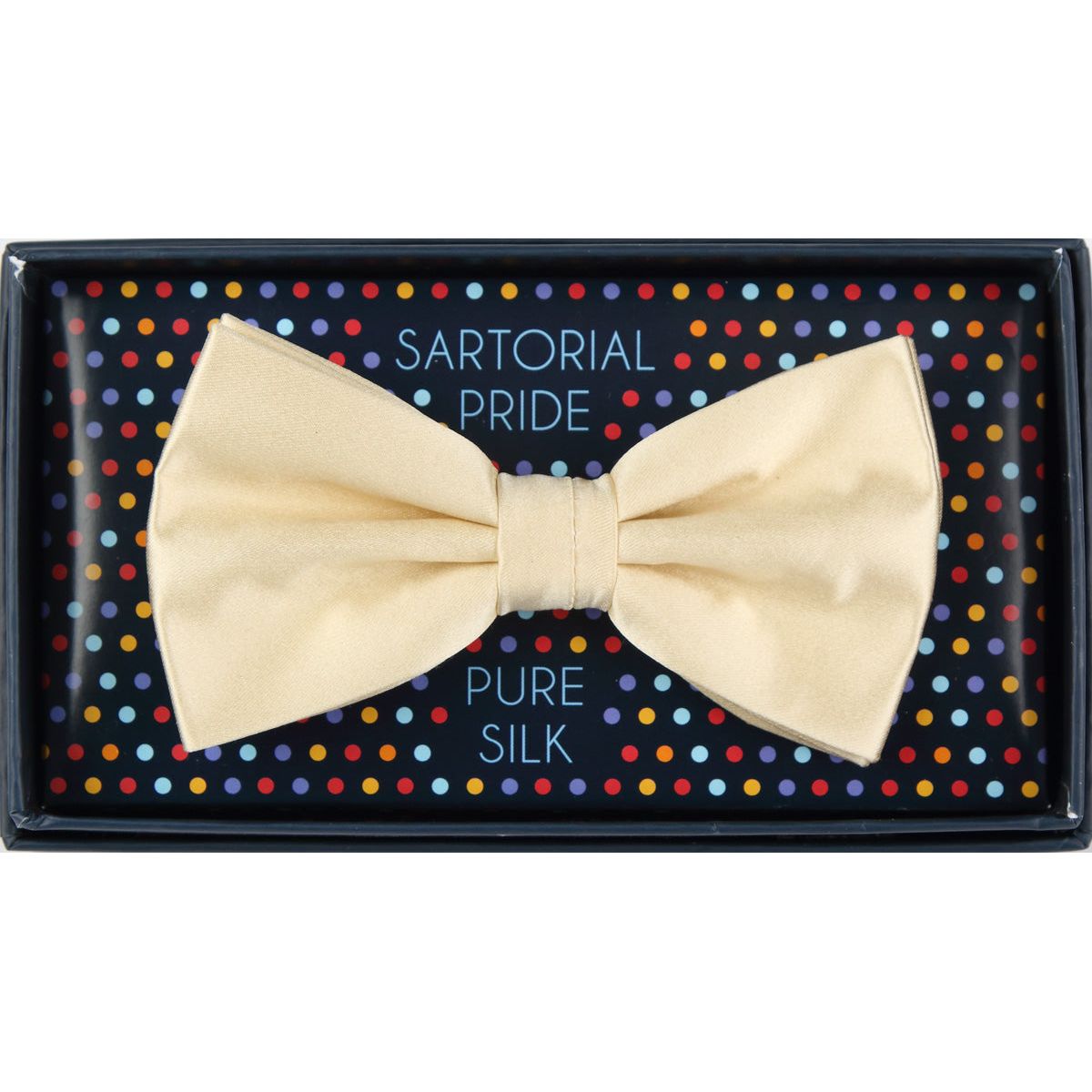 Ivory Pure Silk Solid Satin Weave Bow Tie
