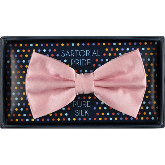Soft Pink Pure Silk Solid Satin Weave Bow Tie