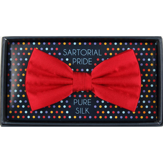 Red Pure Silk Solid Satin Weave Bow Tie