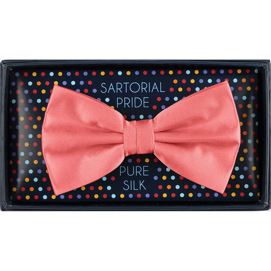 Coral Pure Silk Solid Satin Weave Bow Tie