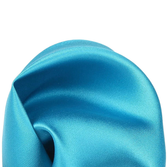 Turquoise Pure Silk Solid Satin Weave Pocket Square