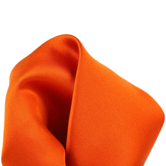 Orange Pure Silk Solid Satin Weave Pocket Square
