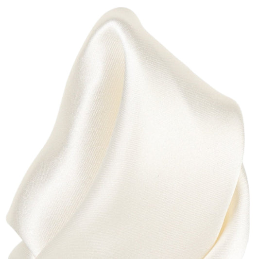 Off White Pure Silk Solid Satin Weave Pocket Square