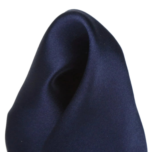 Navy Pure Silk Solid Satin Weave Pocket Square