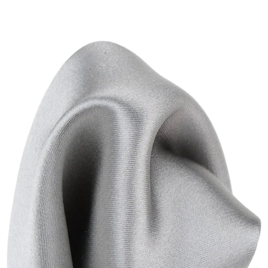Silver Pure Silk Solid Satin Weave Pocket Square