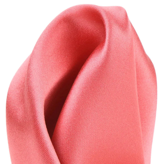 Coral Pure Silk Solid Satin Weave Pocket Square