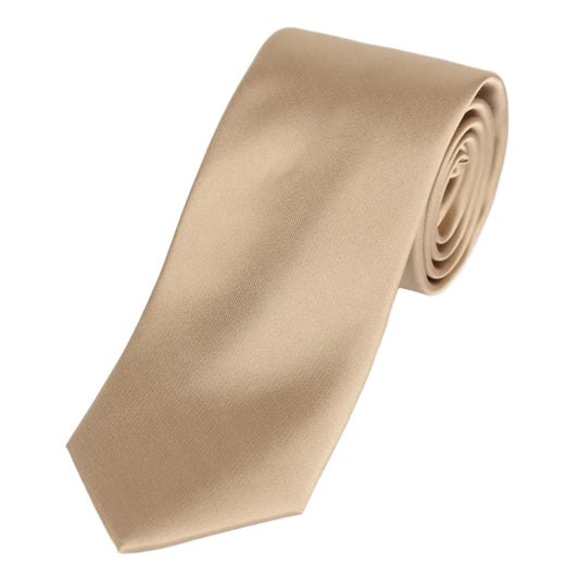 Taupe Pure Silk Solid Satin Weave Neck Tie