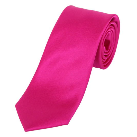 Magenta Pure Silk Solid Satin Weave Neck Tie