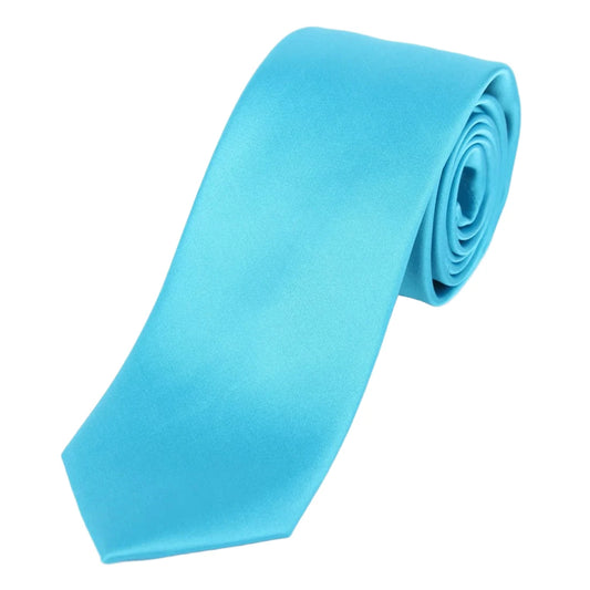 Turquoise Pure Silk Solid Satin Weave Neck Tie