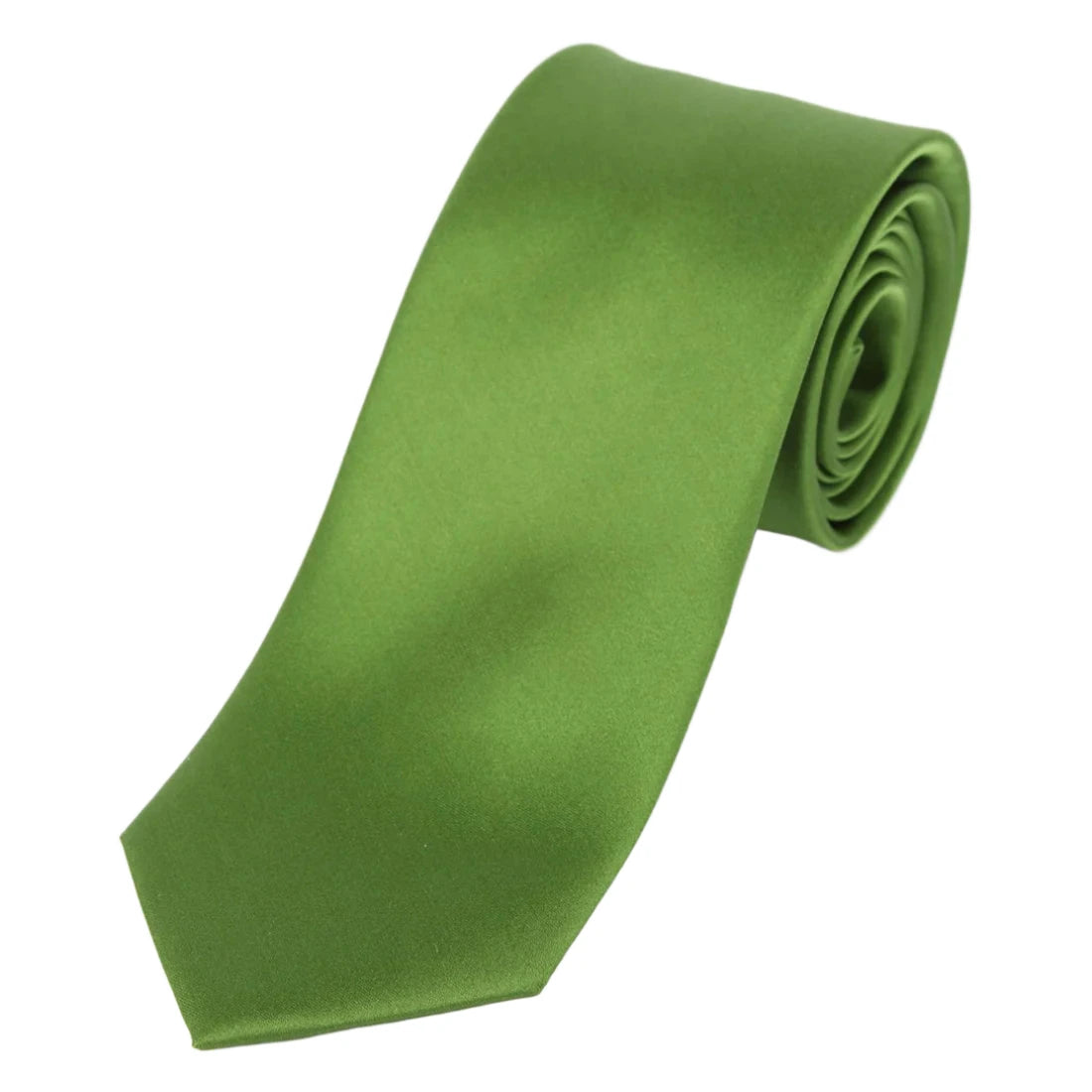 Green Pure Silk Solid Satin Weave Neck Tie