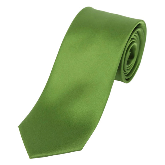 Green Pure Silk Solid Satin Weave Neck Tie