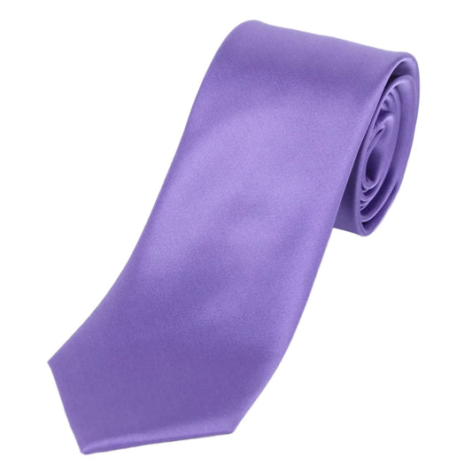 Purple Pure Silk Solid Satin Weave Neck Tie