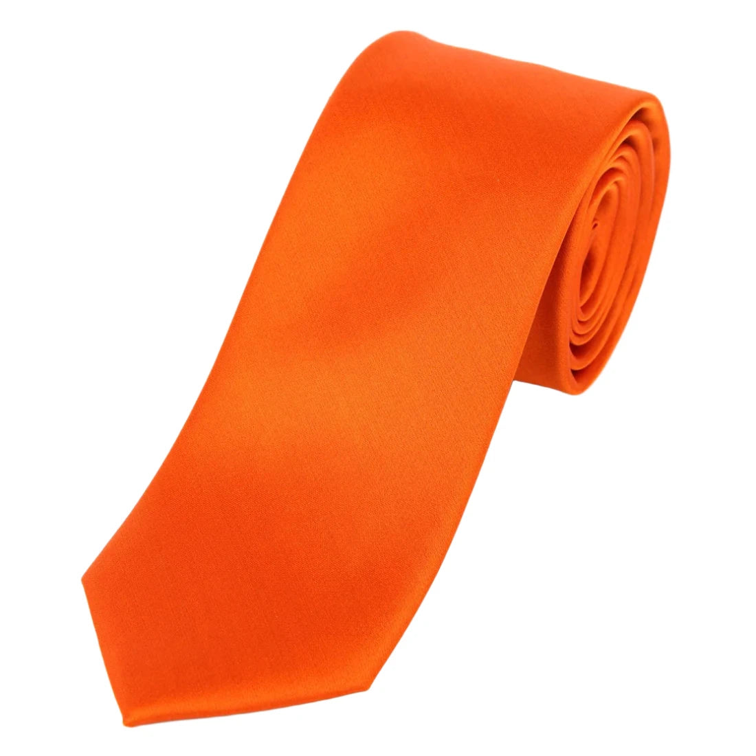 Orange Pure Silk Solid Satin Weave Neck Tie