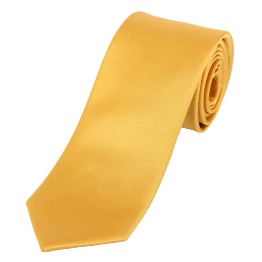 Gold Pure Silk Solid Satin Weave Neck Tie