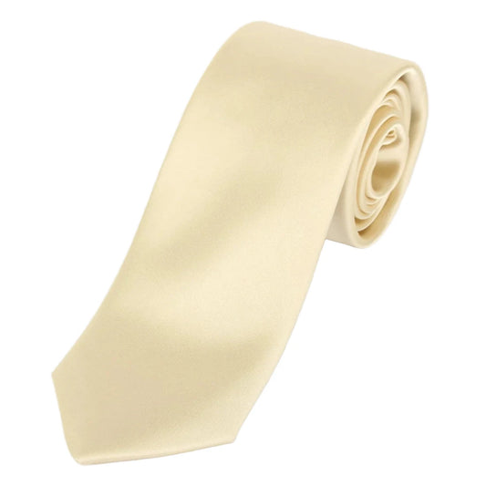 Ivory Pure Silk Solid Satin Weave Neck Tie