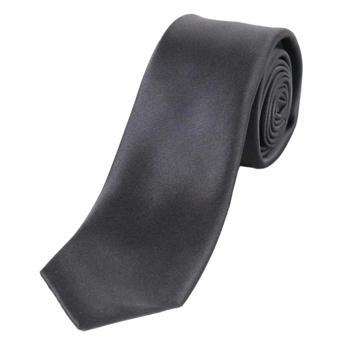 Charcoal Pure Silk Solid Satin Weave Neck Tie