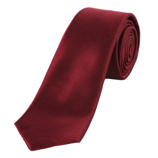 Burgundy Pure Silk Solid Satin Weave Neck Tie