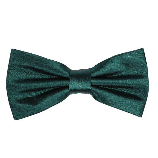 Dark Green Pure Silk Solid Satin Weave Bow Tie