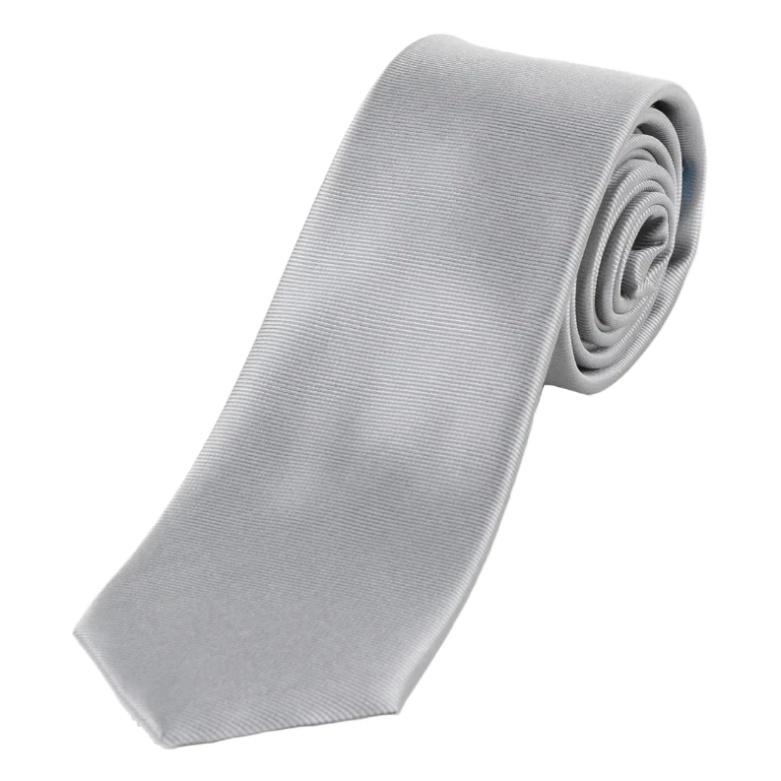Silver Silk Twill Weave Neck Tie