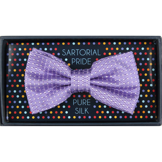 Purple Pure Silk Spotted Textured Weave Bow Tie