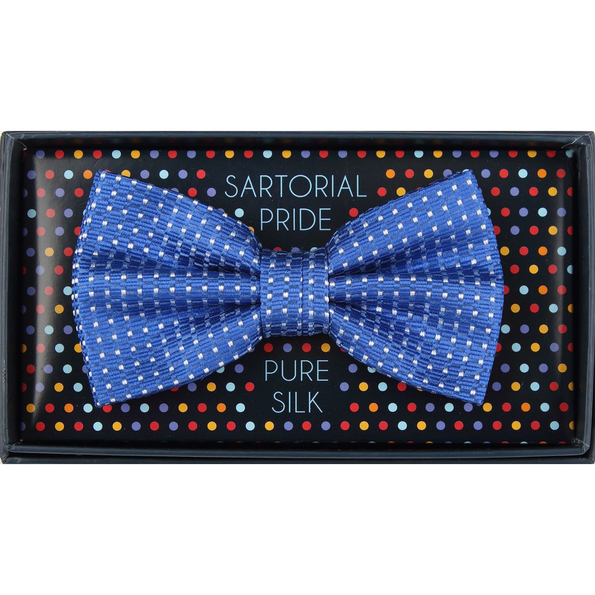 Royal Blue Pure Silk Spotted Textured Weave Bow Tie