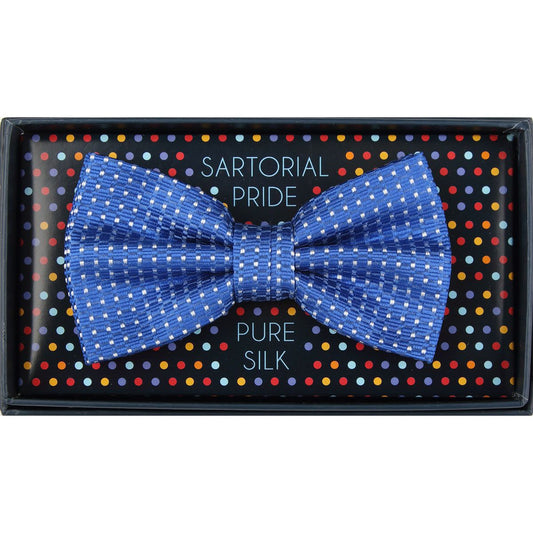 Royal Blue Pure Silk Spotted Textured Weave Bow Tie