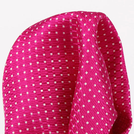 Magenta Pure Silk Spotted Textured Weave Pocket Square