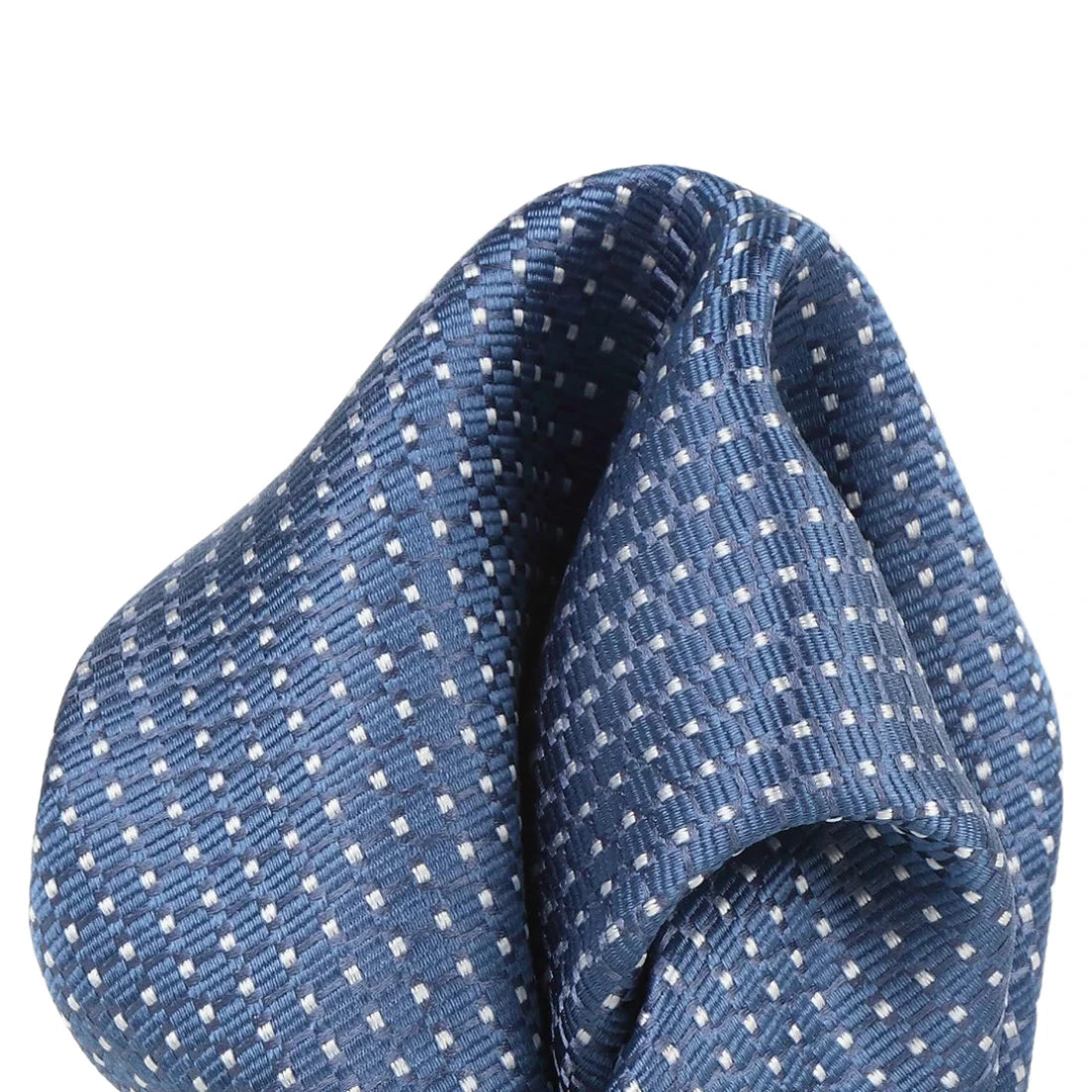 Slate Blue Pure Silk Spotted Textured Weave Pocket Square