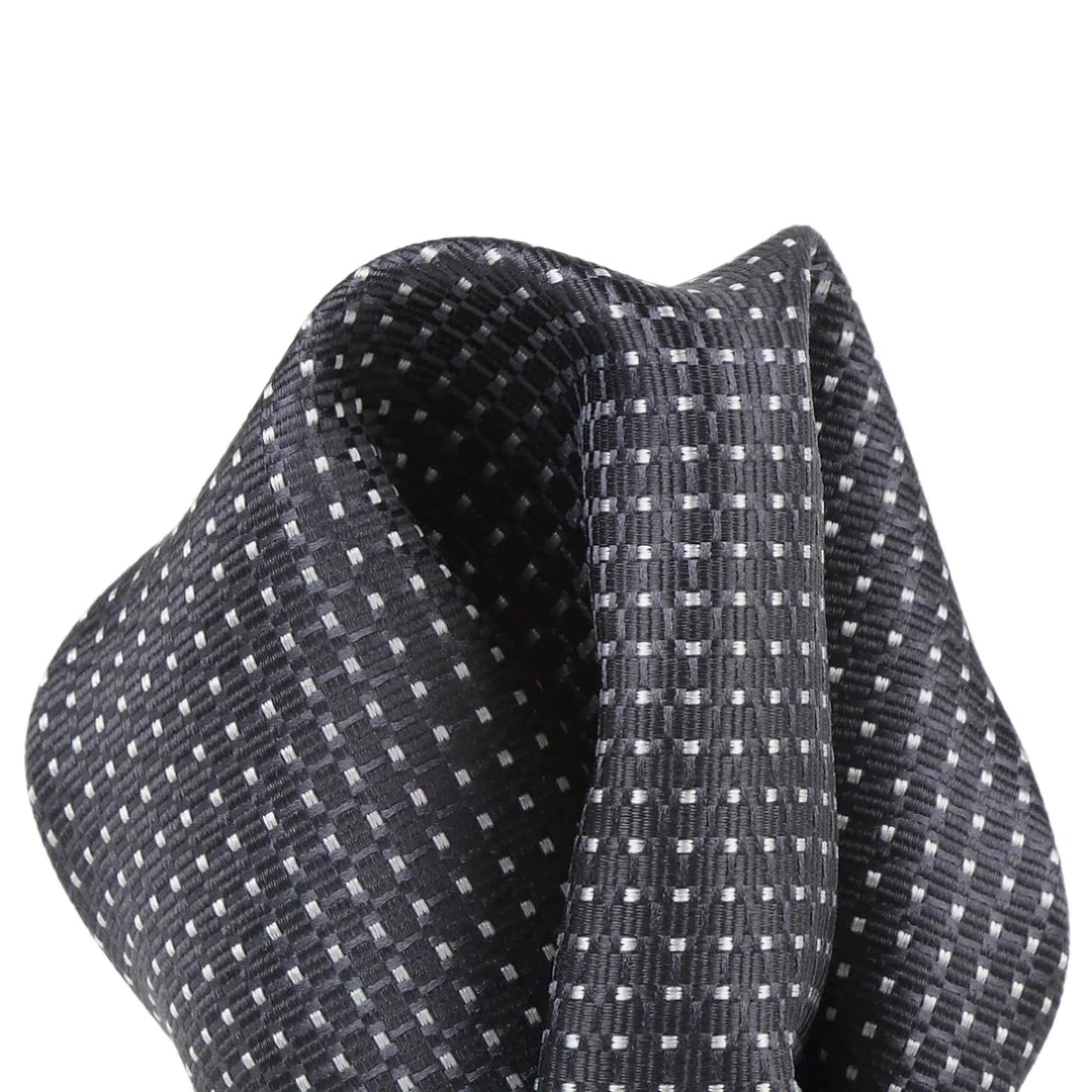 Charcoal Pure Silk Spotted Textured Weave Pocket Square