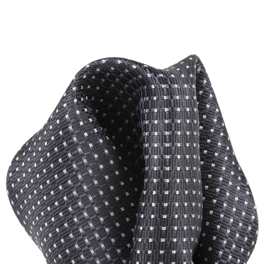 Charcoal Pure Silk Spotted Textured Weave Pocket Square