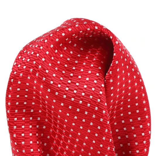 Red Pure Silk Spotted Textured Weave Pocket Square
