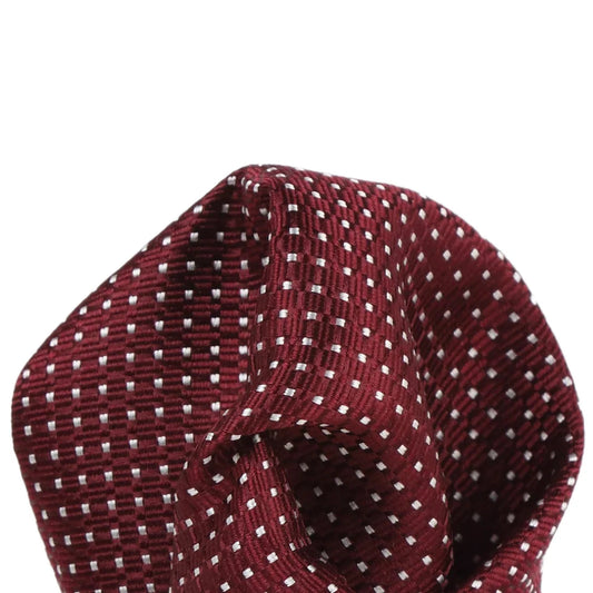 Burgundy Pure Silk Spotted Textured Weave Pocket Square