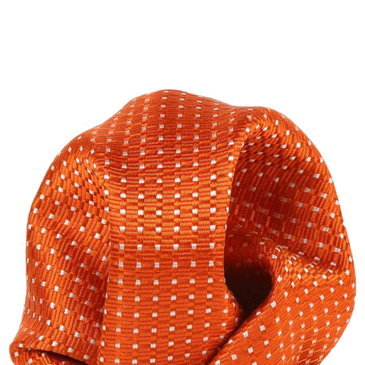 Orange Pure Silk Spotted Textured Weave Pocket Square