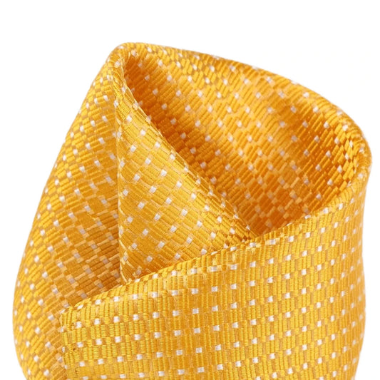 Gold Pure Silk Spotted Textured Weave Pocket Square