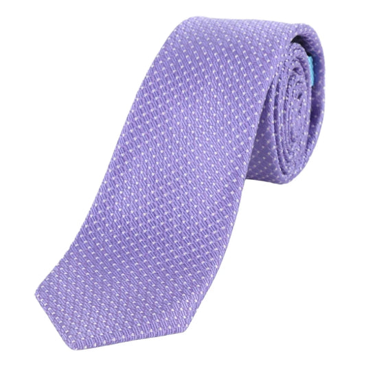 Purple Pure Silk Spotted Textured Weave Neck Tie