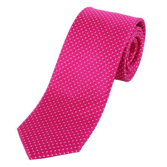 Magenta Pure Silk Spotted Textured Weave Neck Tie