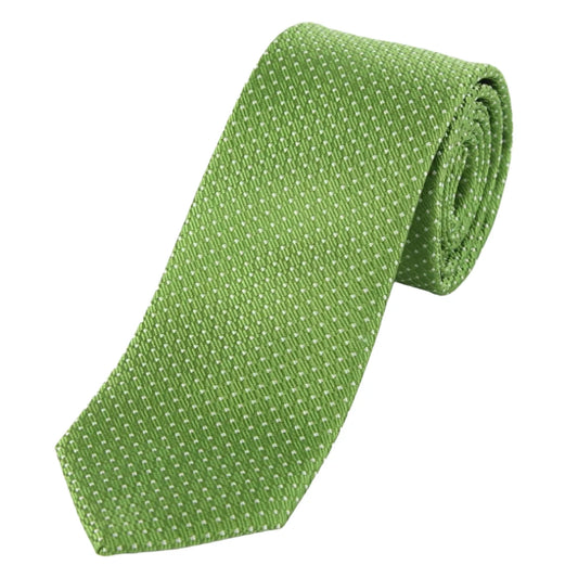 Green Pure Silk Spotted Textured Weave Neck Tie