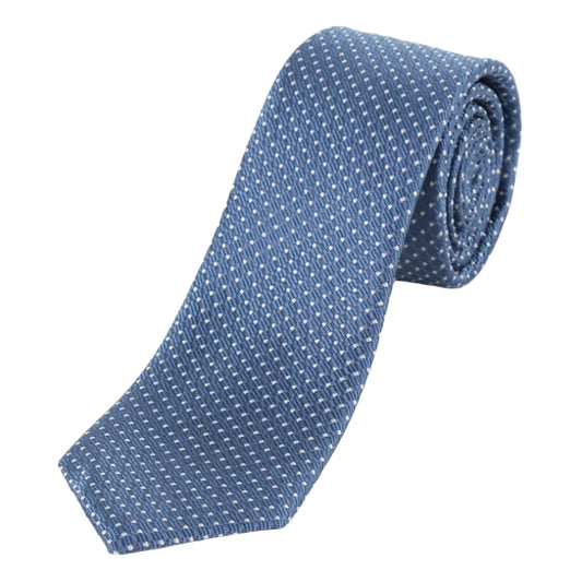 Slate Blue Pure Silk Spotted Textured Weave Neck Tie