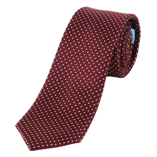 Burgundy Pure Silk Spotted Textured Weave Neck Tie