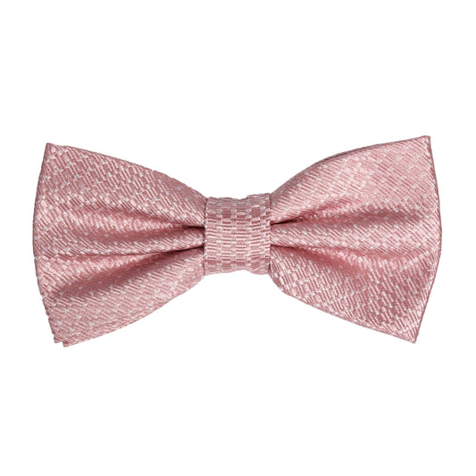 Soft Pink Pure Silk Spotted Textured Weave Bow Tie