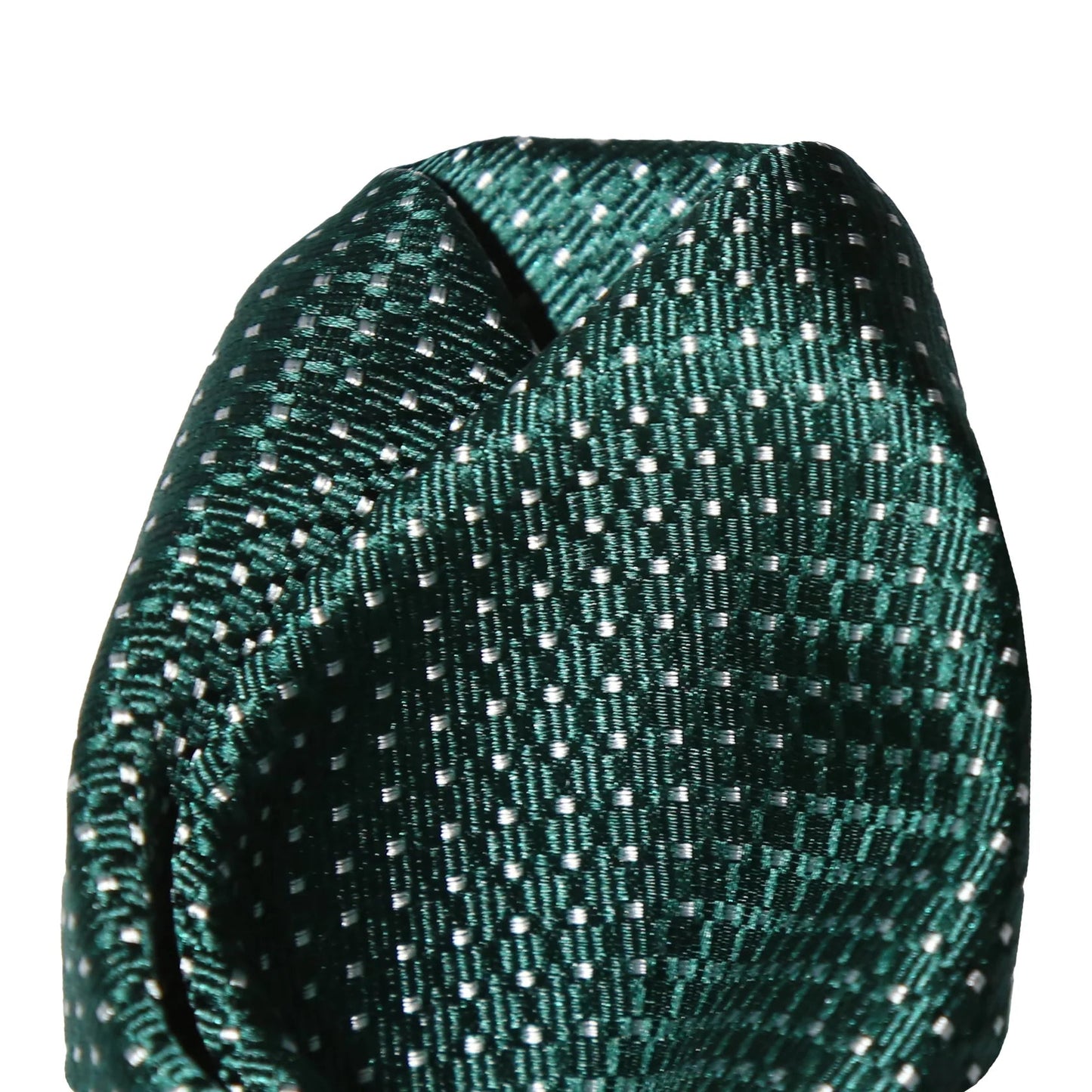 Dark Green Pure Silk Spotted Textured Weave Pocket Square