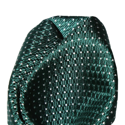 Dark Green Pure Silk Spotted Textured Weave Pocket Square