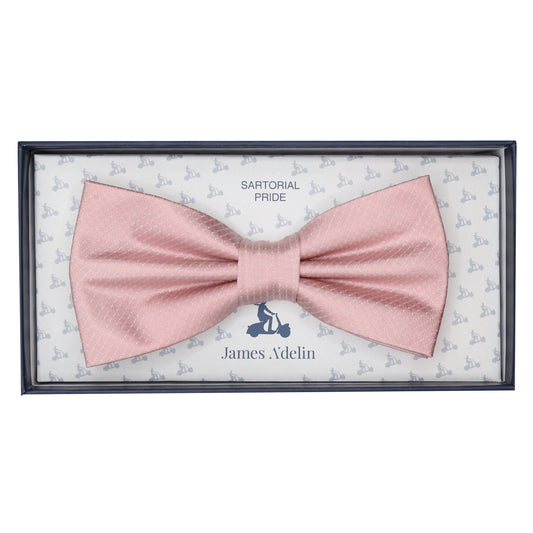 Soft Pink Pure Silk Micro Spotted Satin Weave Bow Tie