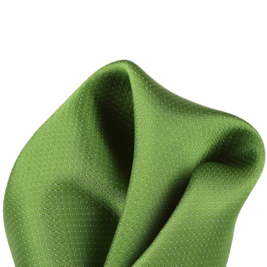 Green Pure Silk Micro Spotted Satin Weave Pocket Square