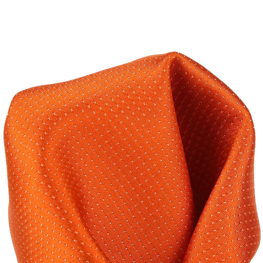 Orange Pure Silk Micro Spotted Satin Weave Pocket Square