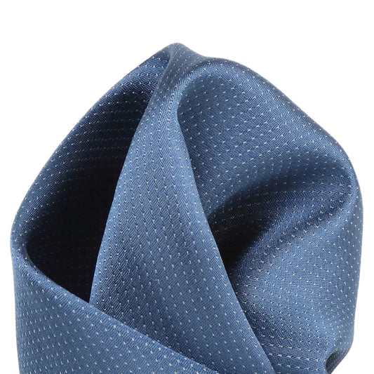 Slate Blue Pure Silk Micro Spotted Satin Weave Pocket Square