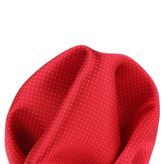 Red Pure Silk Micro Spotted Satin Weave Pocket Square