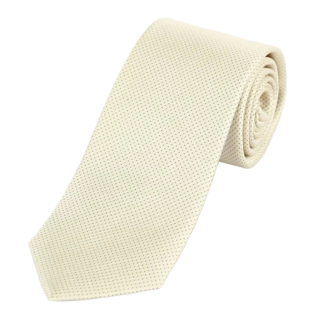 Ivory Pure Silk Micro Spotted Satin Weave Silk Tie